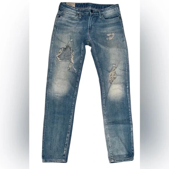 Polo Ralph Lauren Astor Slim Boyfriend Jeans Womens Thrashed Hole Whiskers - Picture 1 of 5